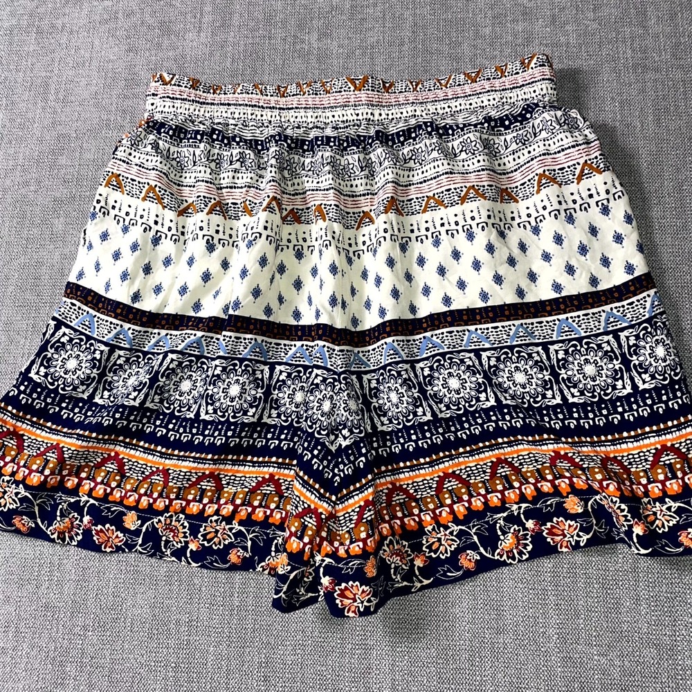 Beach Lunch Lounge Shorts Women Medium Multicolor Patterned Chic Bohemian Summer - Picture 6 of 11